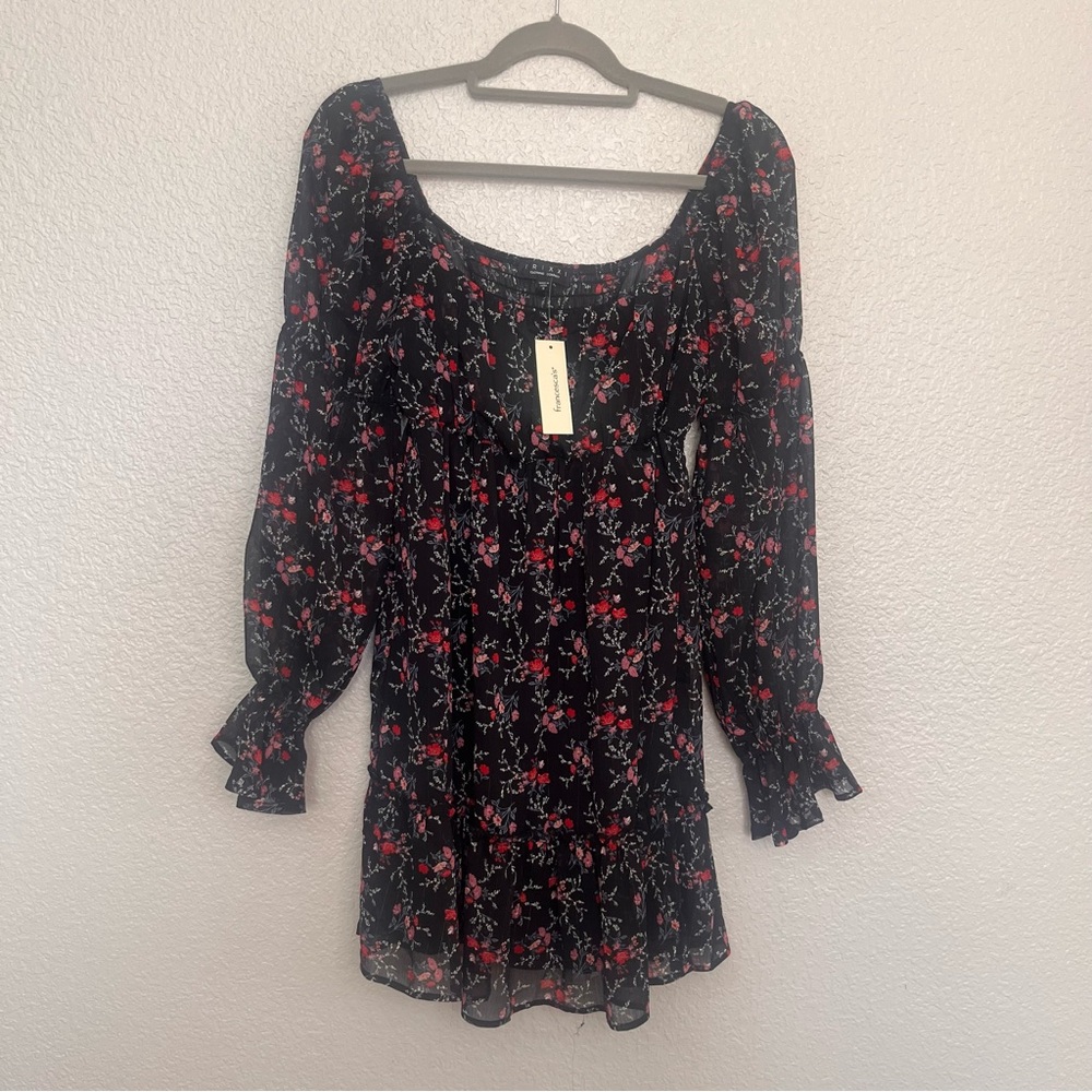 NWT Francesca’s Trixxi Black Floral Long Sleeve Dress size small MSRP $54